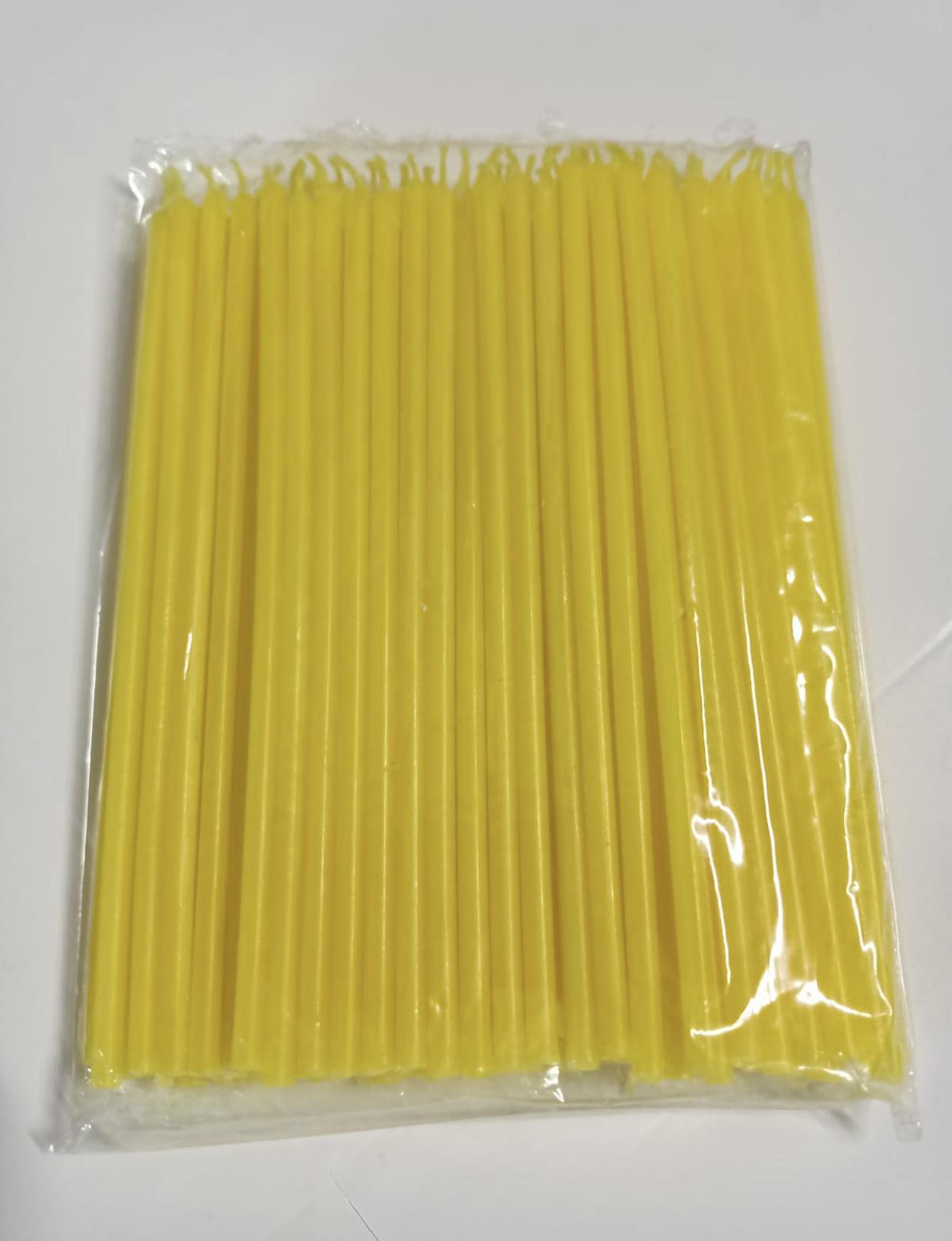 12 cm Sarı Pasta Mumu 100 Lü Paket 