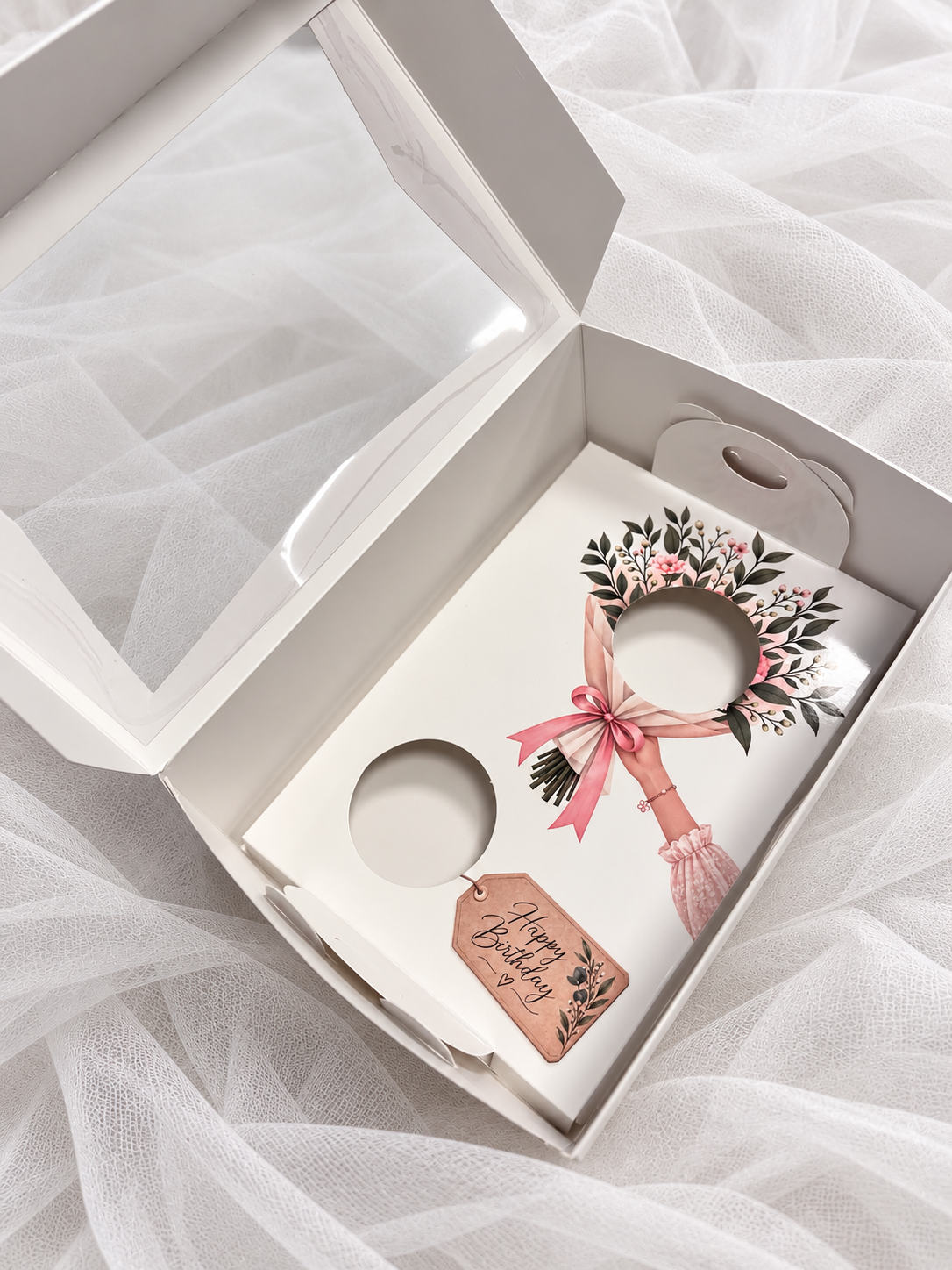 EGE CONCEPT LİFE-2 BÖLMELİ BUKET HAPPY BİRTHDAY CUPCAKE KUTUSU 