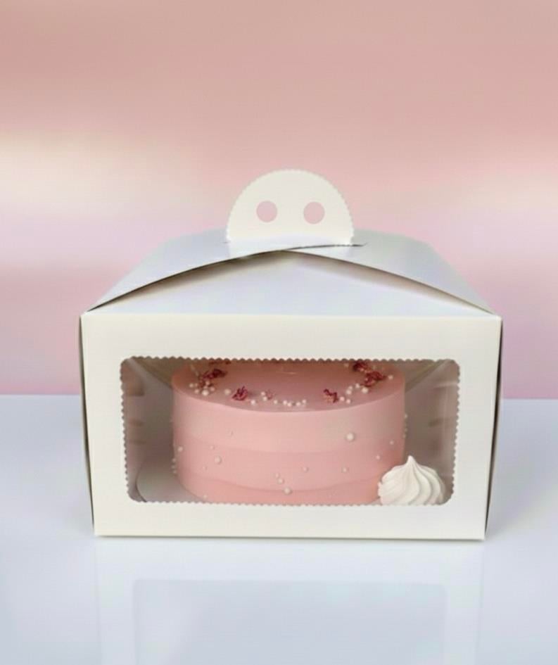 Tutacaqlı Asetat Pəncərəli Tort Qutusu – 26x26x15 sm