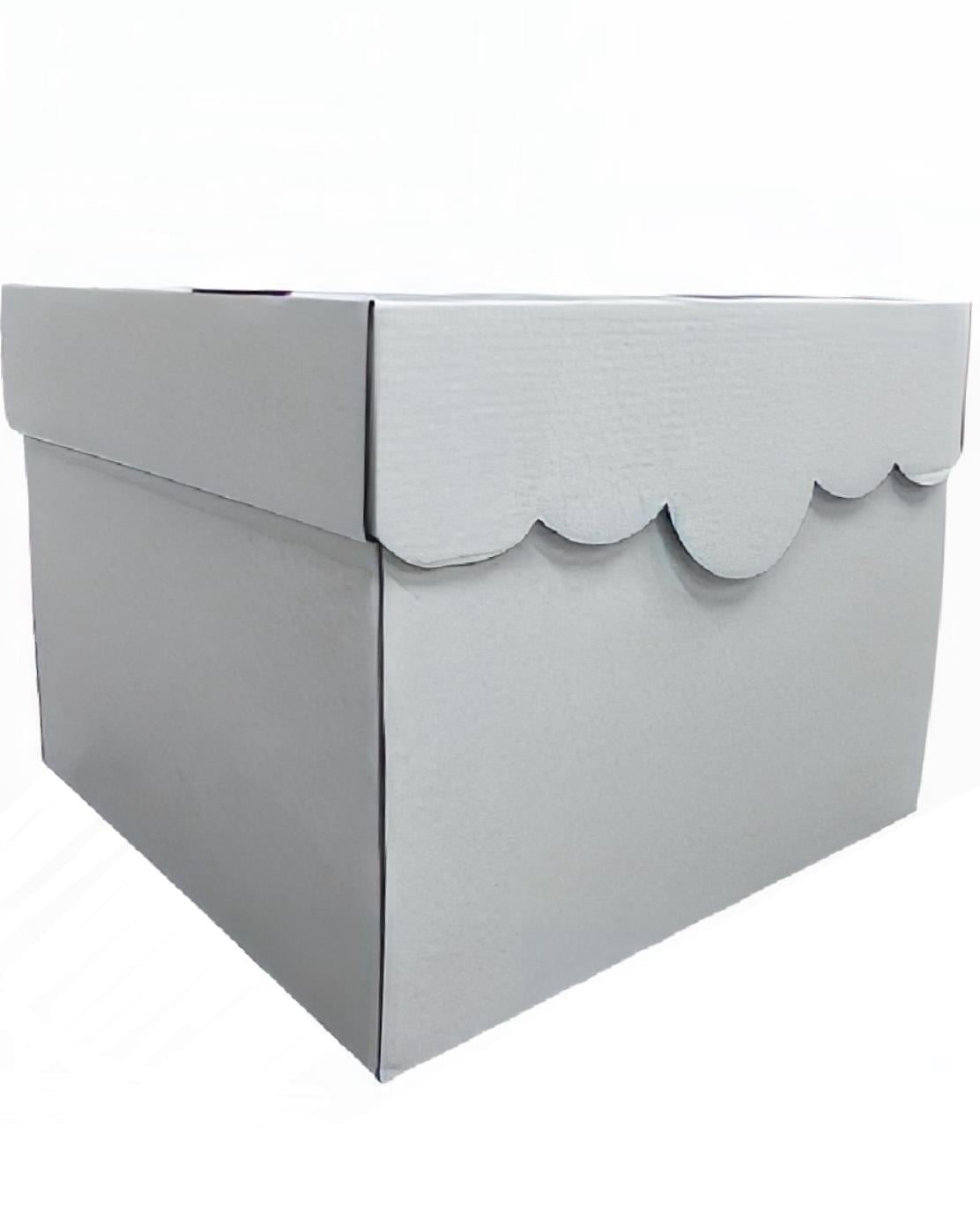 Oymalı Qapaqlı Tort Qutusu – 26x26x20 sm, Ağ Rəng