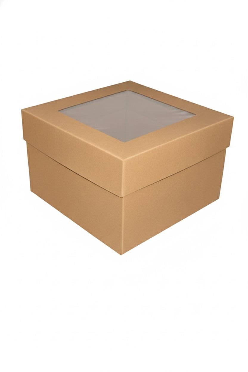 Asetat Qapaqlı Kraft Tort Qutusu – 30x30x20 sm