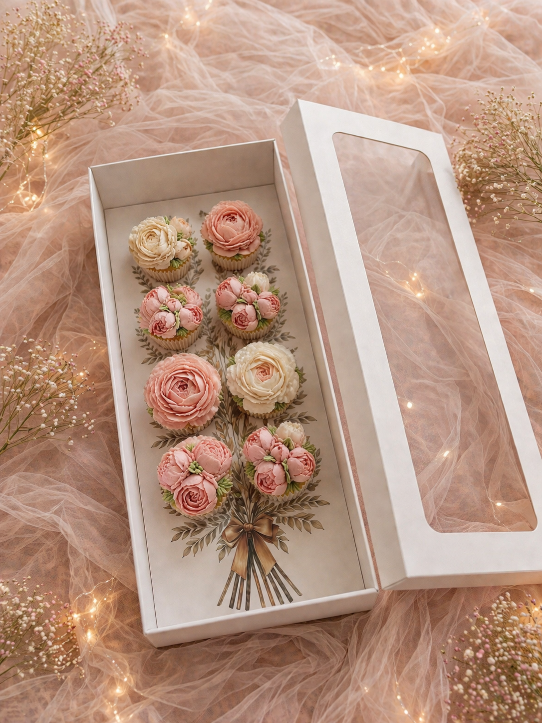 EGE CONCEPT LİFE-8 li CUPCAKE KUTUSU çiçek baskılı 42x20x10