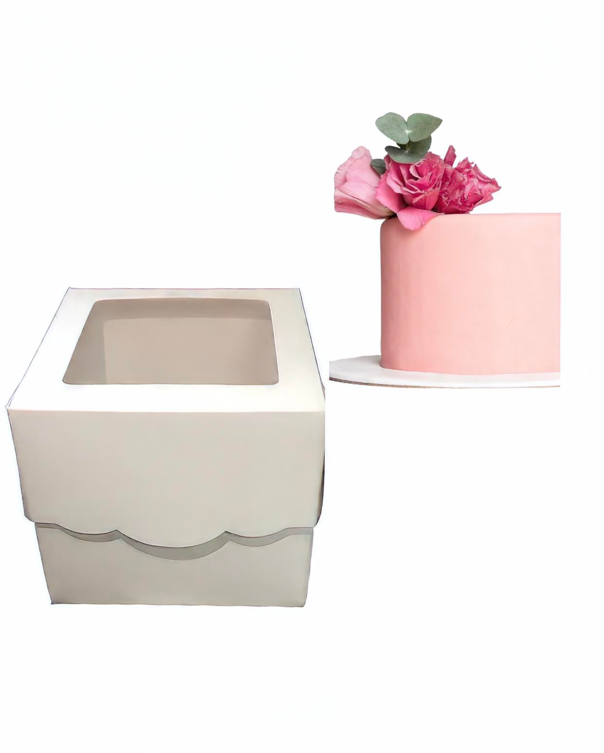 Asetat Pəncərəli 12x12x10 sm Tort Qutusu  
