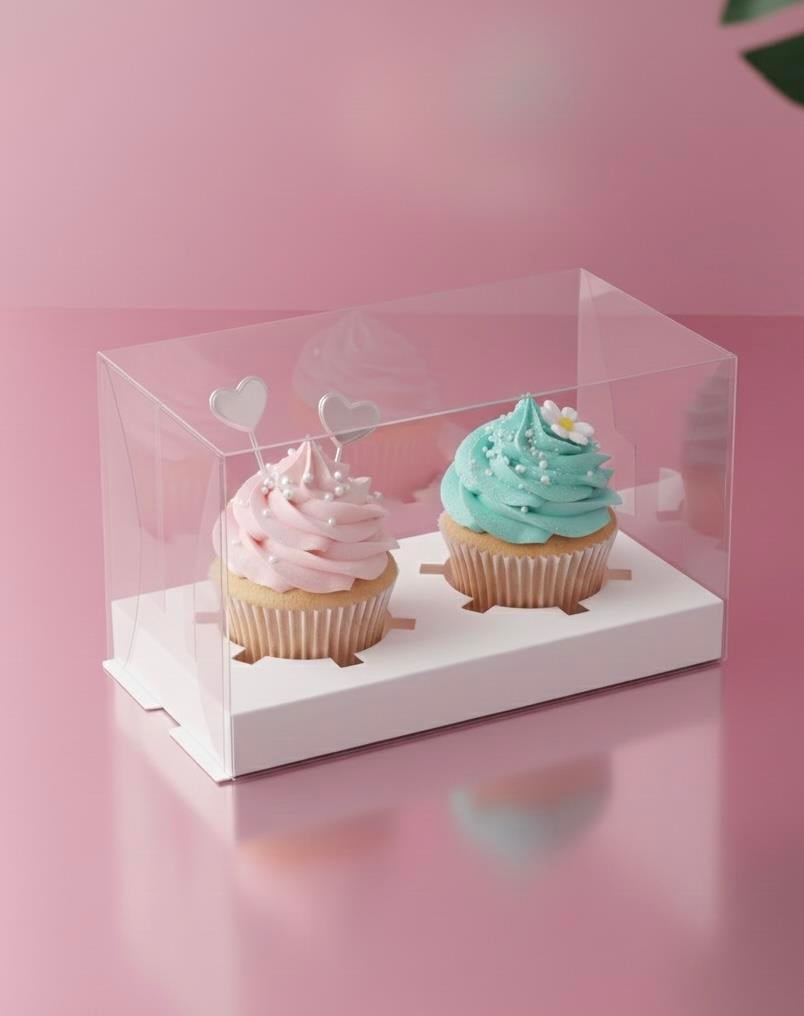 EGE CONCEPT LİFE-Full asetat 2 Li Cup Cake Kutusu 