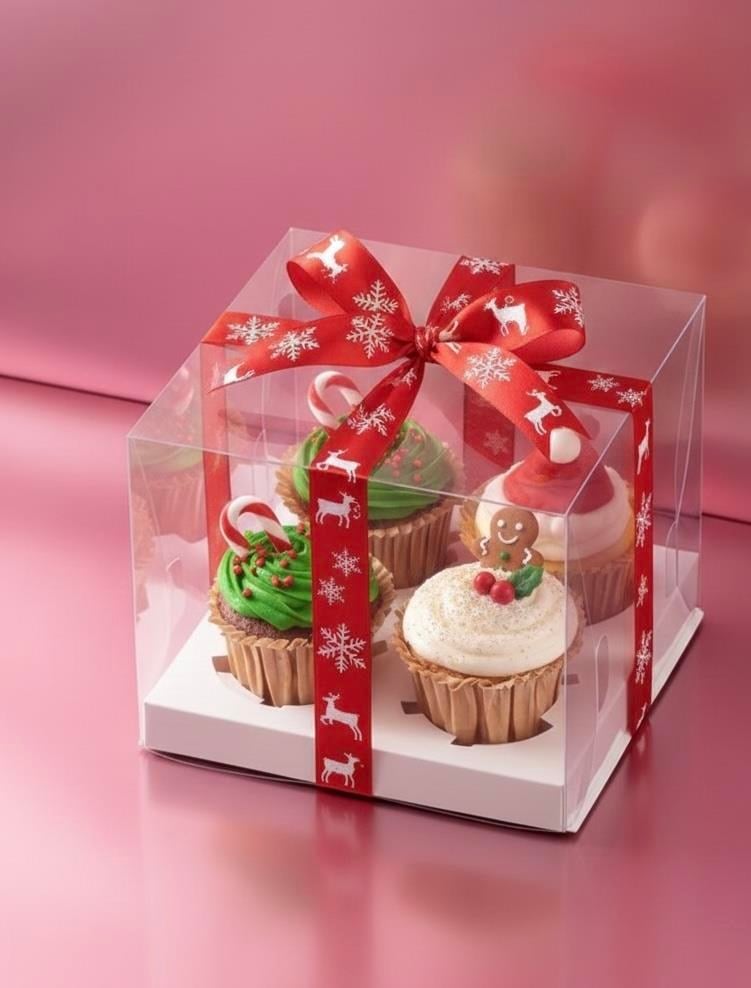 EGE CONCEPT LİFE-Full asetat 4 lü Cup Cake Kutusu 