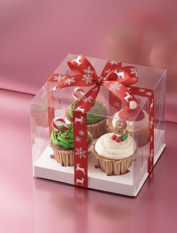 Full asetat 4-lü Cupcake Qutusu