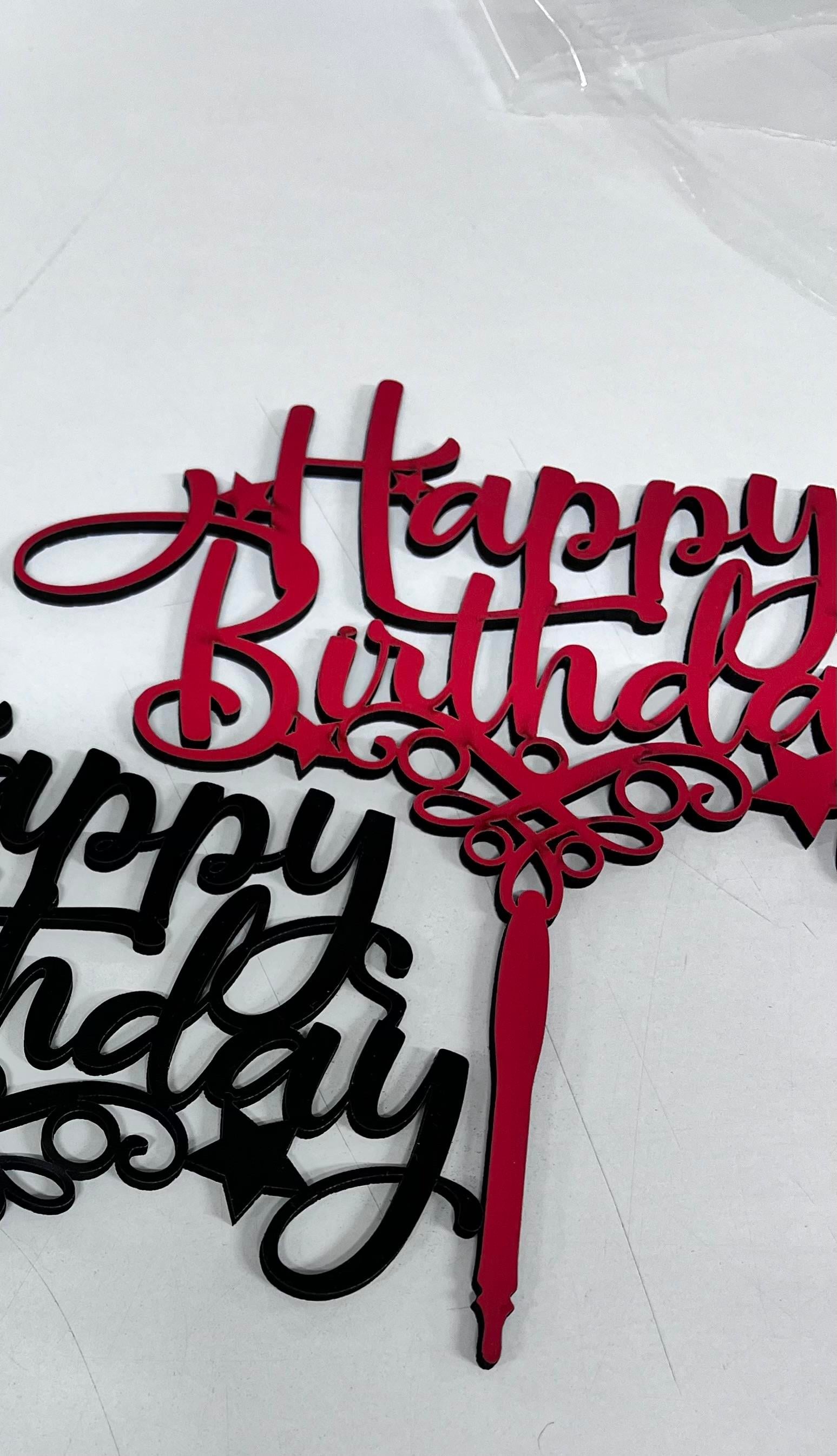 Happy Birthday tort bəzəyi qırmızı rəng