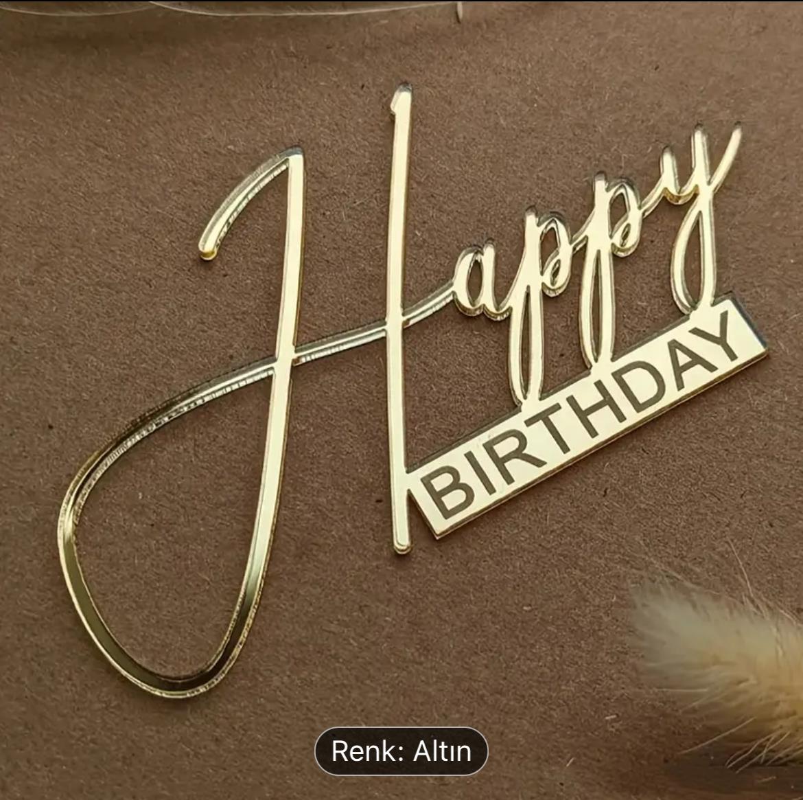 HAPPY BIRTHDAY Pleksi Tort Bəzəyi – Kod 12 (Yeni)