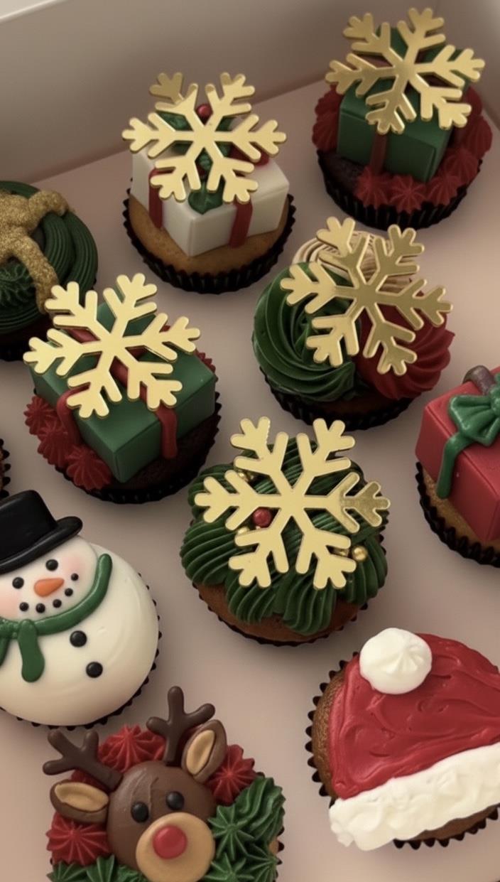 Qar Dənəsi Pleksi Tort Bəzəyi – 4x4 sm, Qızılı Rəng (Cupcake Ölçüsündə)