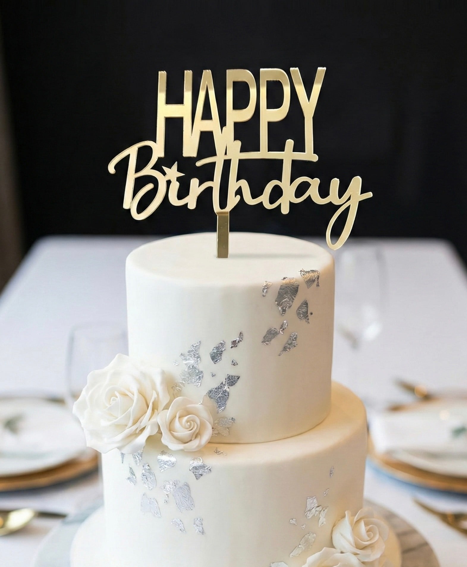 Kod 4 HAPPY BIRTHDAY Pleksi Qızılı Rəng