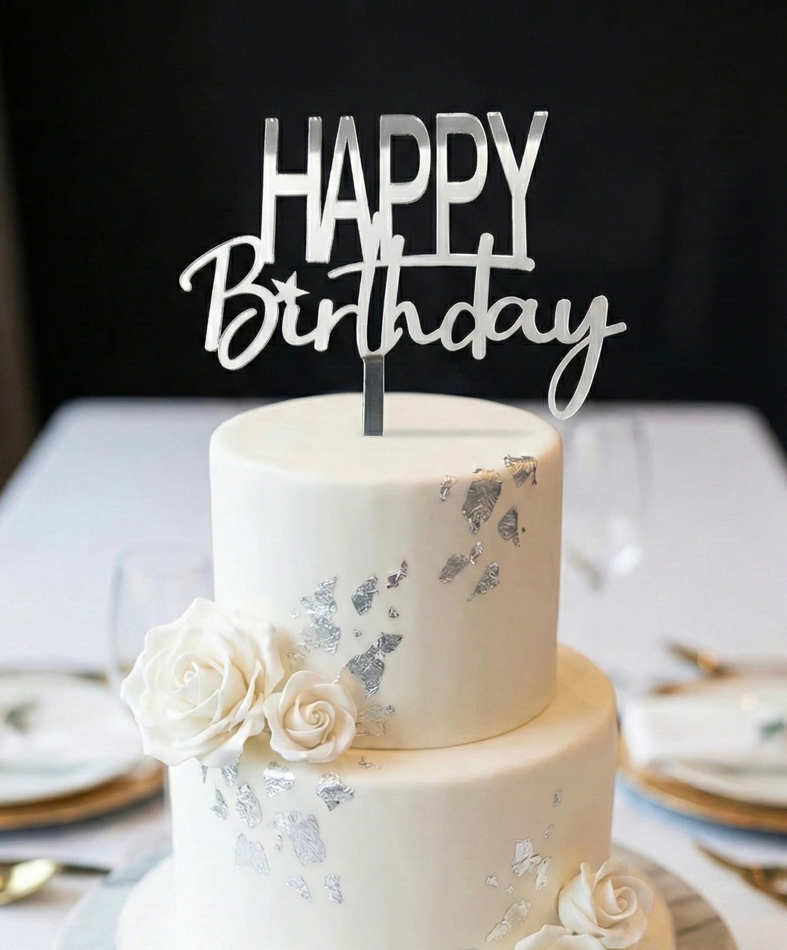 Kod 4 HAPPY BIRTHDAY Pleksi Gümüş Rəng