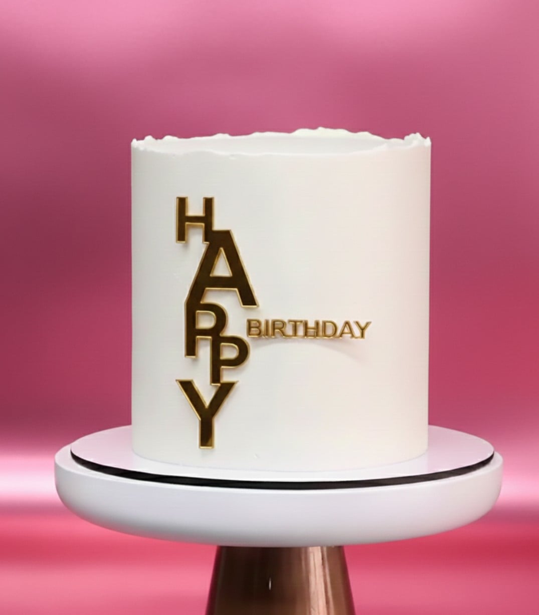 Kod 5 HAPPY BIRTHDAY Pleksi Tort Bəzəyi – Qızılı Rəng