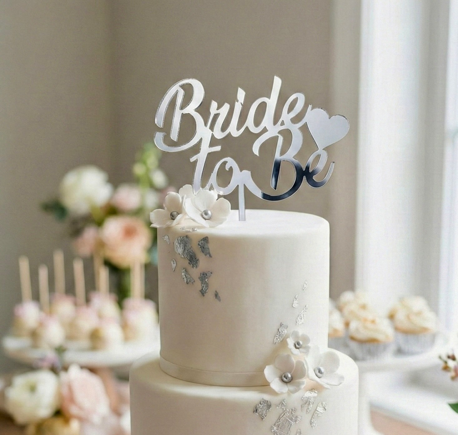BRIDE TO BE Pleksi Tort Bəzəyi – Gümüş Rəng