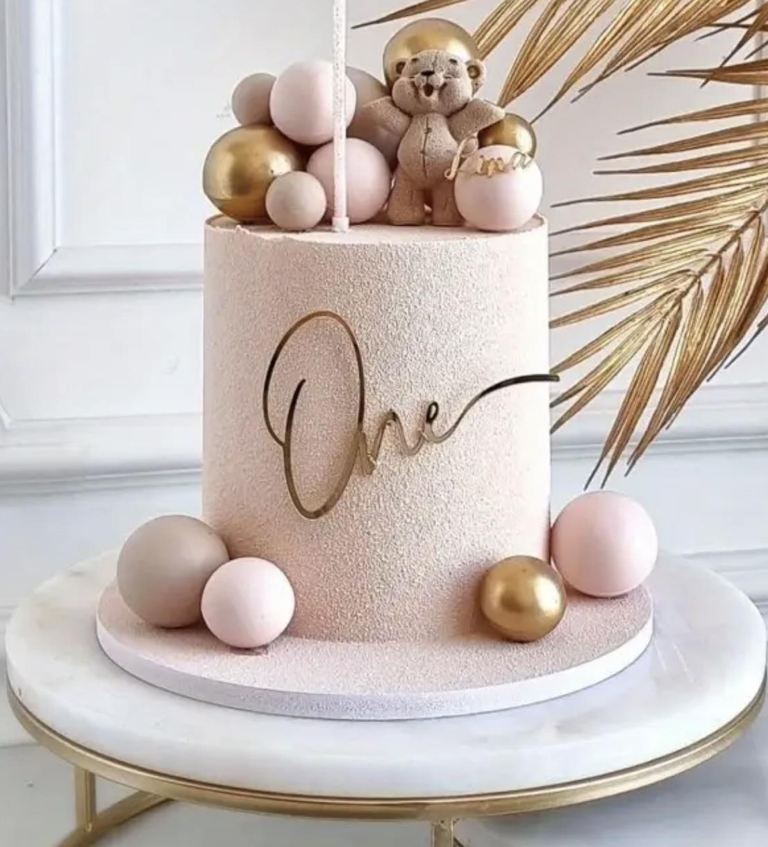 ONE Pleksi Tort Bəzəyi Qızılı Rəng