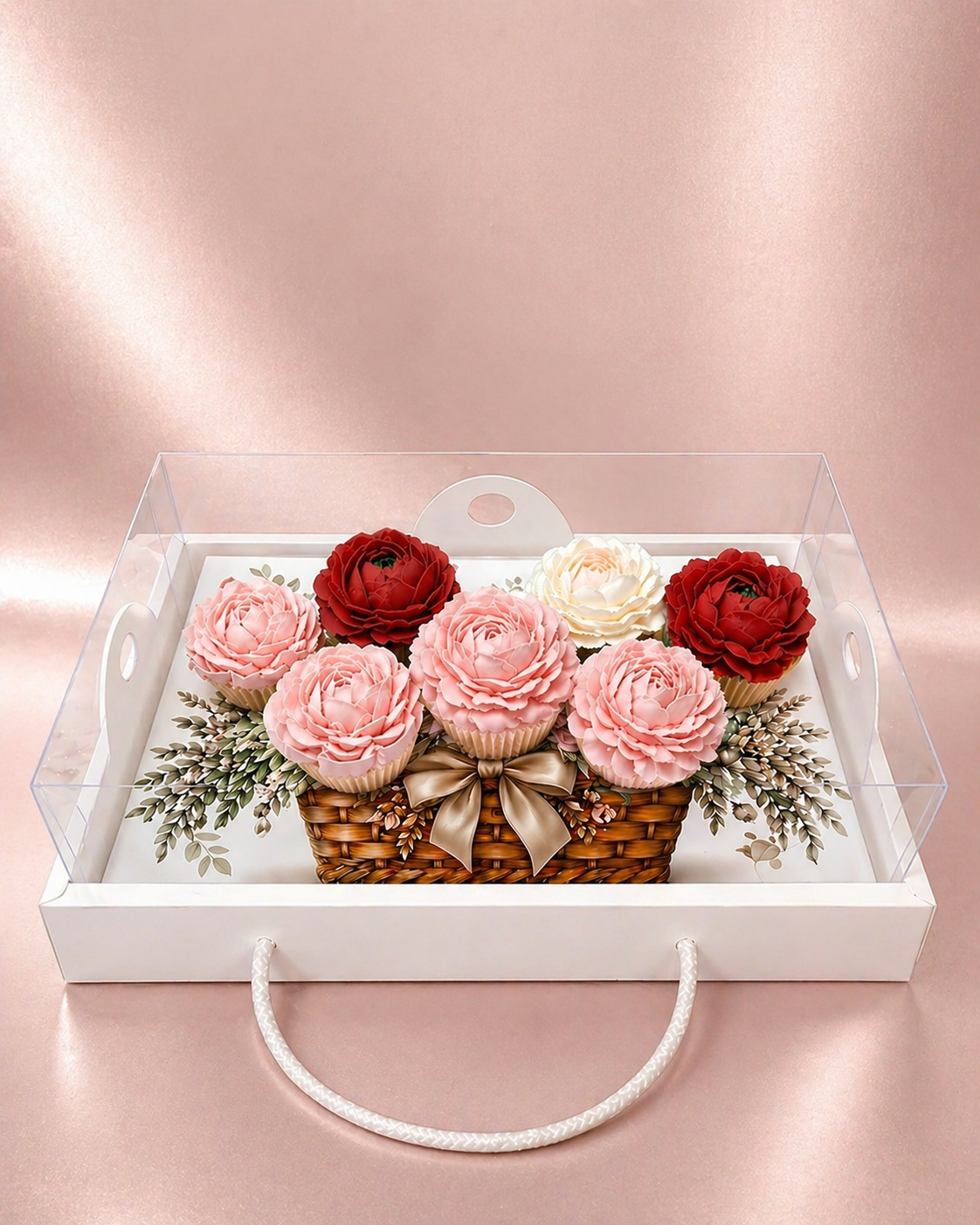 EGE CONCEPT LİFE-SEPET DESENLİ 7 li CUPCAKE KUTUSU 35x26x11 ADETLİ SATIŞ