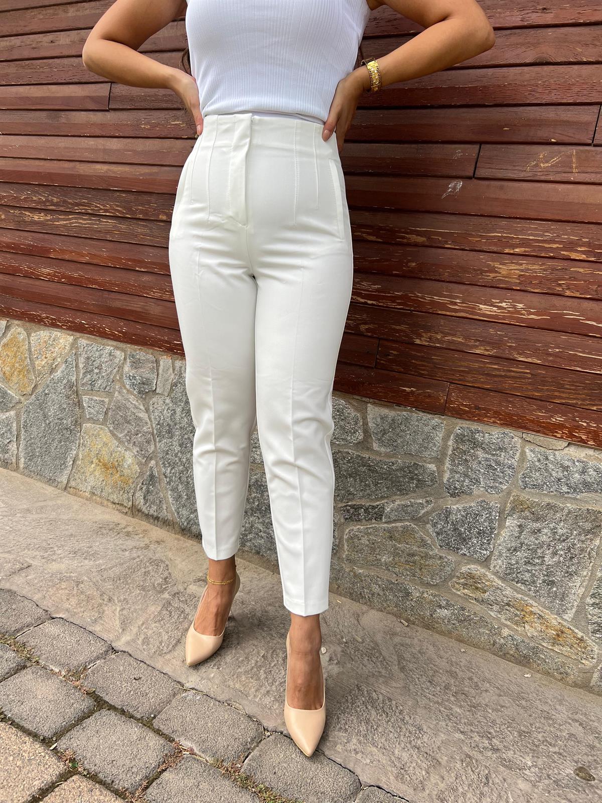 ZARA MODEL KUMAŞ PANTOLON BEYAZ