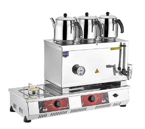 Remta 55 Model Kahveci Takımlı Çay Kazanı, 3 Demlikli, 33 L, Elektrikli + Doğalgazlı N13-CF Mutfak