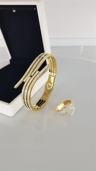 Kelebek Kelepçe ,Yüzük Çelik Takı SetiKelebek Kelepçe ,Yüzük Çelik Takı Seti Kararma Yapmaz, Zarif Stil