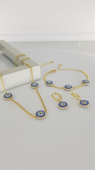 Kuyumcu Model Nazar Çelik Takı SetiKuyumcu Model Nazar Çelik Takı Seti i Kararma Yapmaz, Zarif Stil