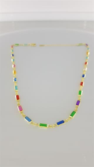 Renkli Taşlı Zincir Çelik kolye A022-1Renkli Taşlı Zincir Çelik kolye A022-1 Şık ve Zarif Çelik Takı