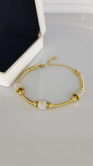 Taşlı Gösterişli Zincir Gold Çelik BileklikTaşlı Gösterişli Zincir Gold Çelik Bileklik kararmaz solmaz antialerjik hediye doğumgünü anneme hediye bayram takı