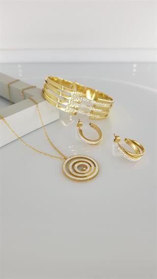 Venüs Gold Çelik Takı SetiVenüs Gold Çelik Takı Seti Kararma Yapmaz, Zarif Stil