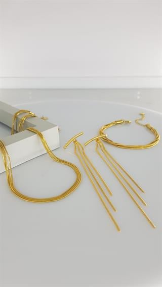 Zincir  Günlük Şık Çelik Takı SetiZincir  Günlük Şık Çelik Takı SetiKararma Yapmaz, Zarif Stil