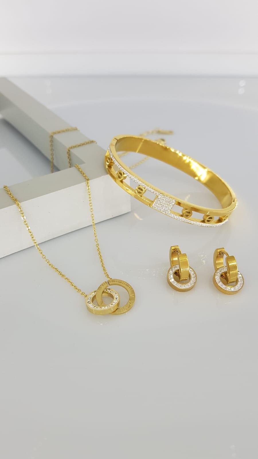 Gold Çelik Takı Seti 339Gold Çelik Takı Seti 339 kararmaz Doğumgünü Özel gün