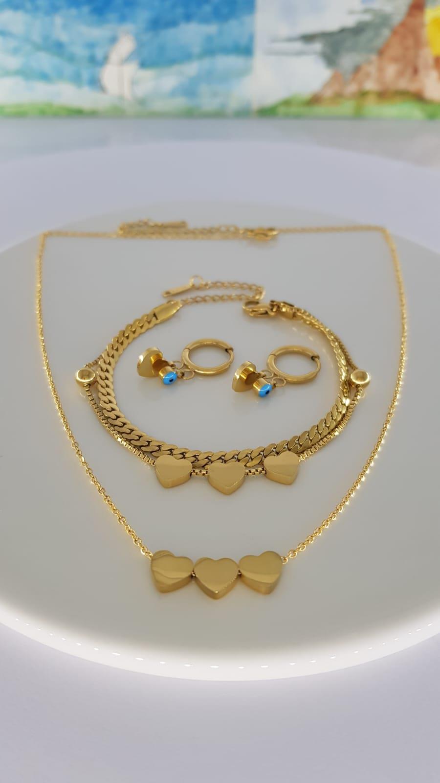 Kalp Aşk Çelik Takı SetiKalp Aşk Çelik Takı Seti  kararmaz Doğumgünü Özel gün Hediye Anneler Günü