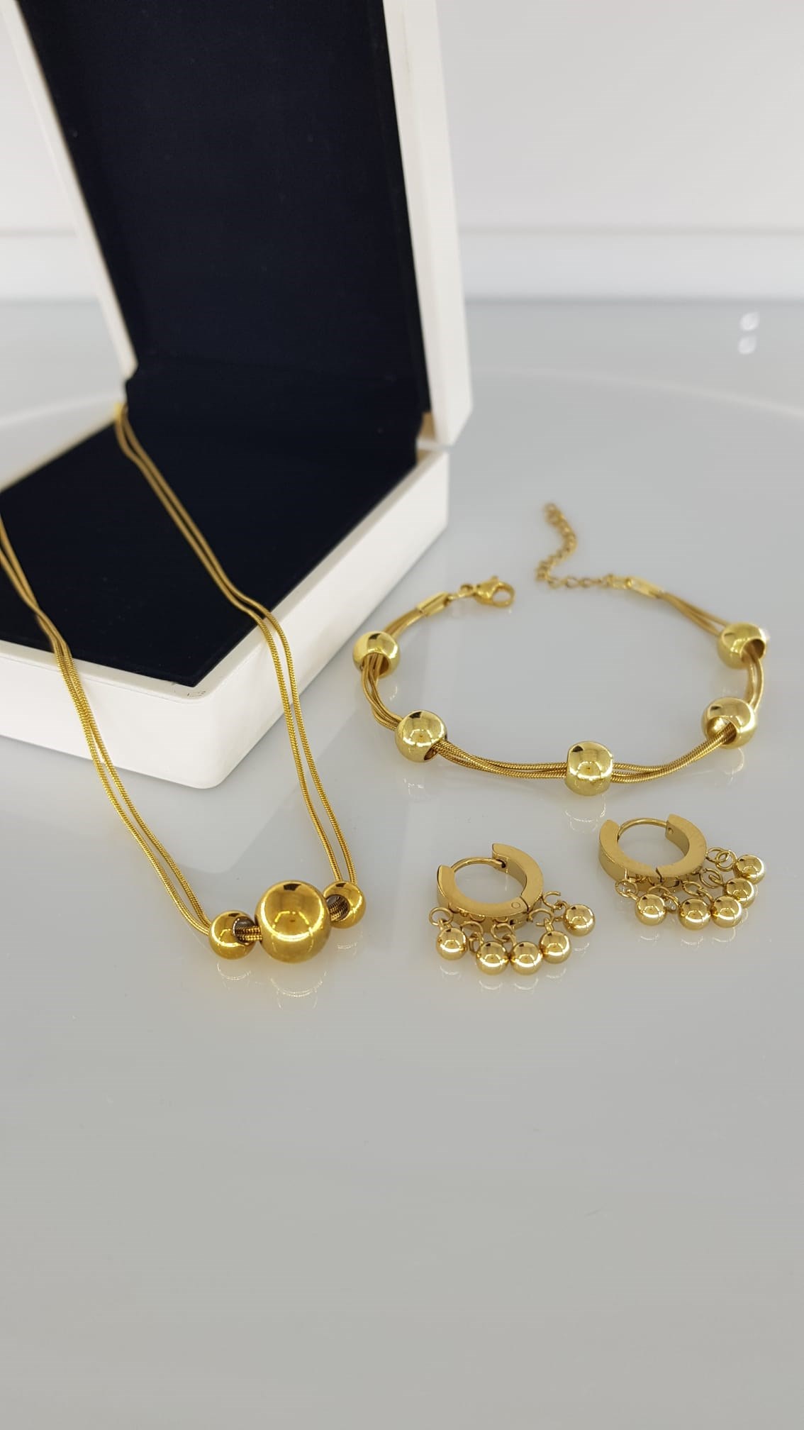 Özel Gold Çelik Takı SetiÖzel Gold Çelik Takı Seti Kararma Yapmaz, Zarif Stil