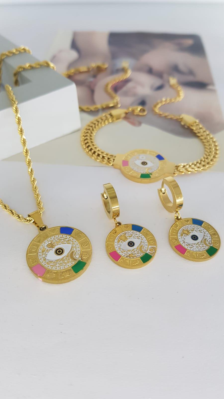 Sns5002678 burç astroloji Çelik takı seti