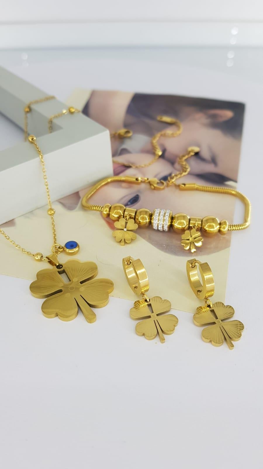 Yonca 60 cm Çelik Takı Seti 342Yonca 60 cm Çelik Takı Seti 342 kararmaz Doğumgünü Özel gün