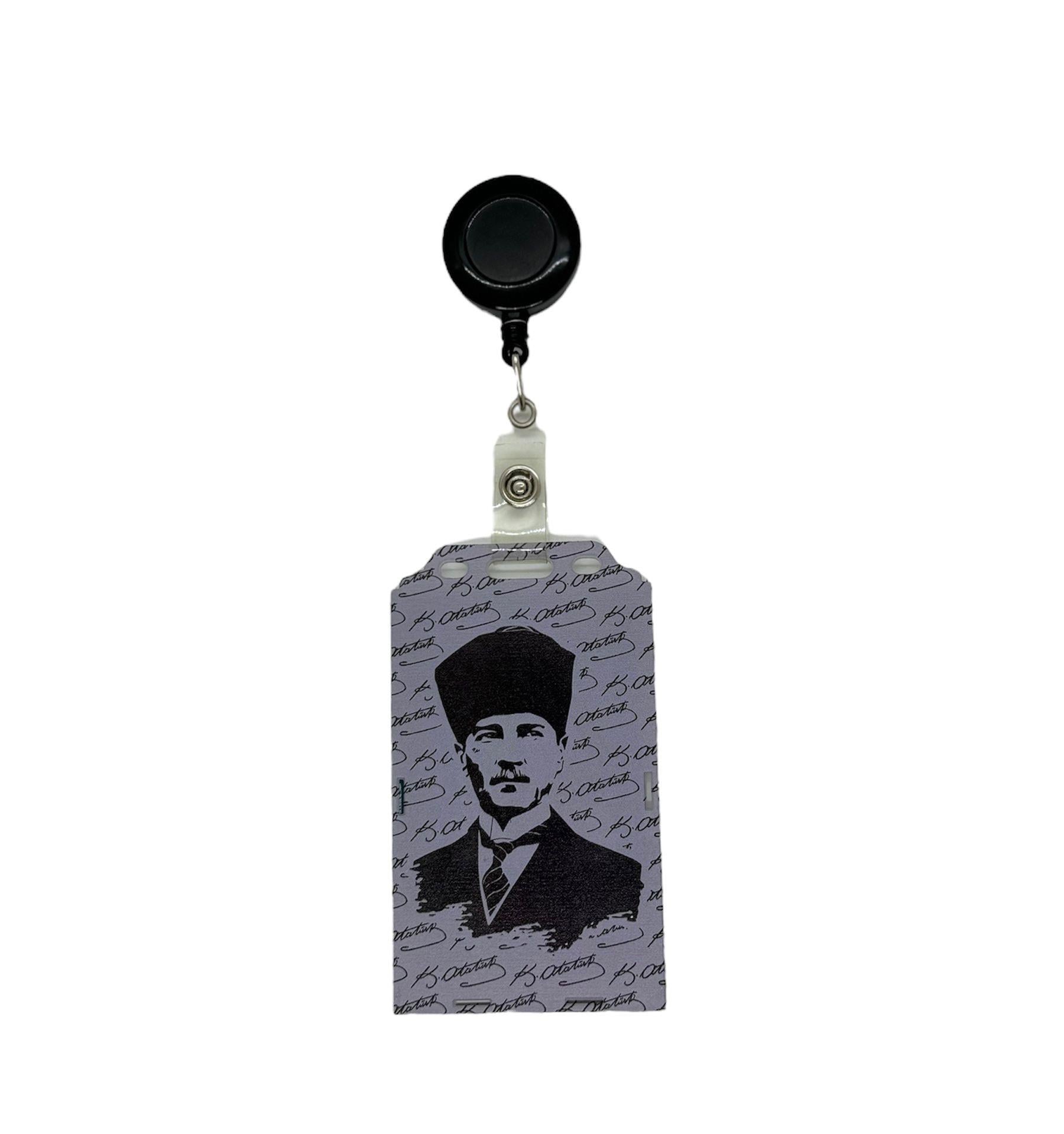 Atatürk Görsel ve İmza Temalı Dikey Kart Kabı Kart Koruyucu