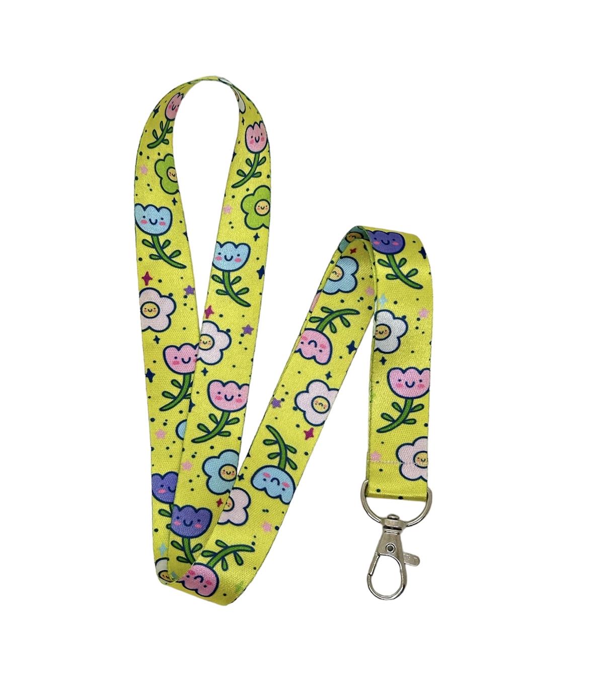 El Çizimi Sarı Çiçek Papatya Temalı Boyun İpi Kart Askısı