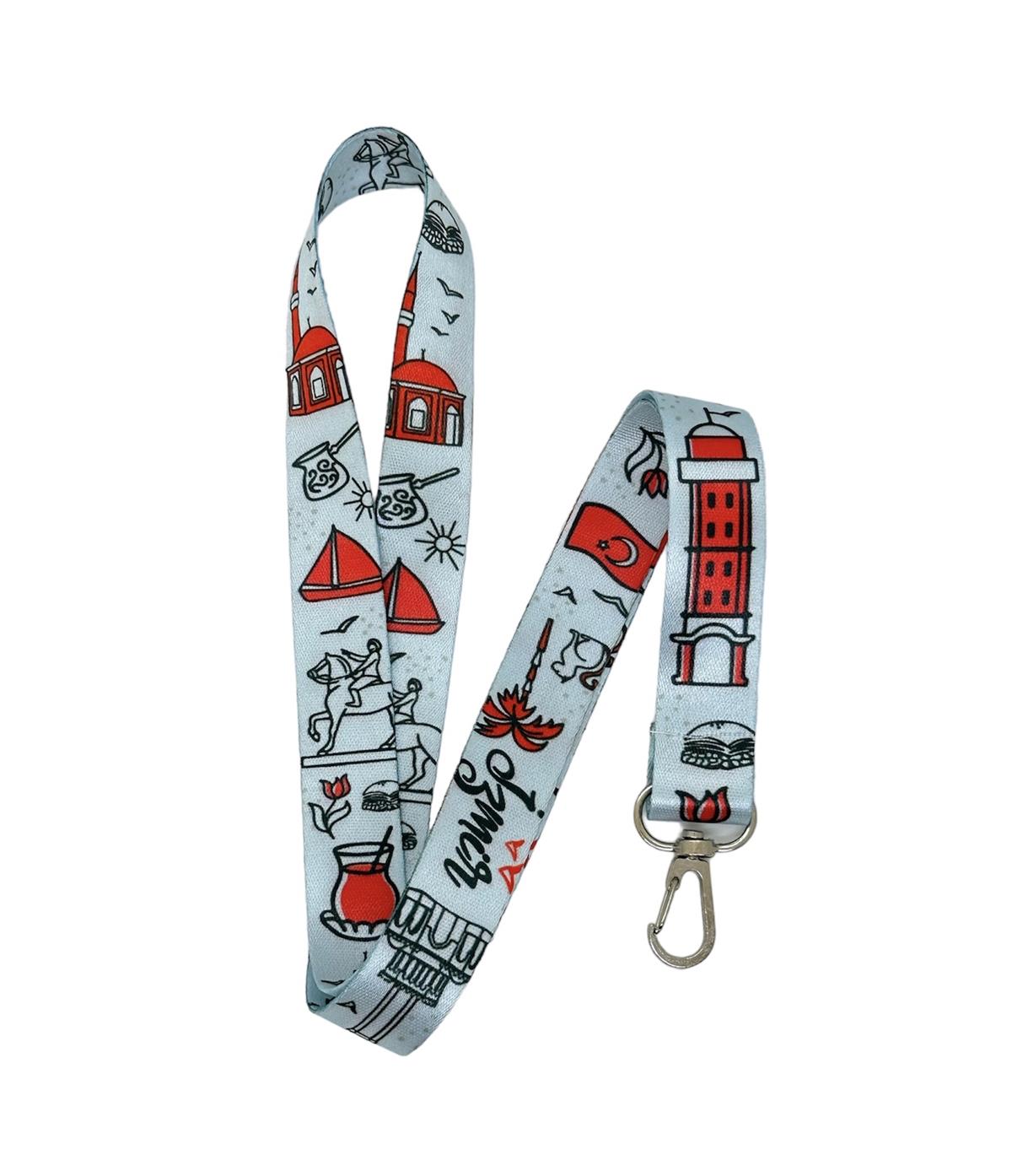 İzmir Şehir Figürleri Konsept Görseller Temalı Boyun İpi Kart Askısı