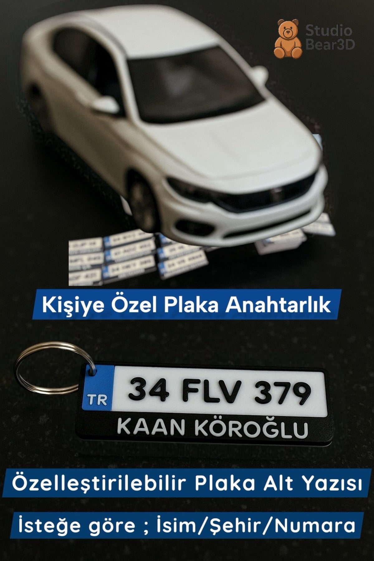 Kişiye Özel İsimli Plaka Anahtarlık - Araç Anahtarlığı Araba Hediyesi Araba Plaka Lüks Tasarım