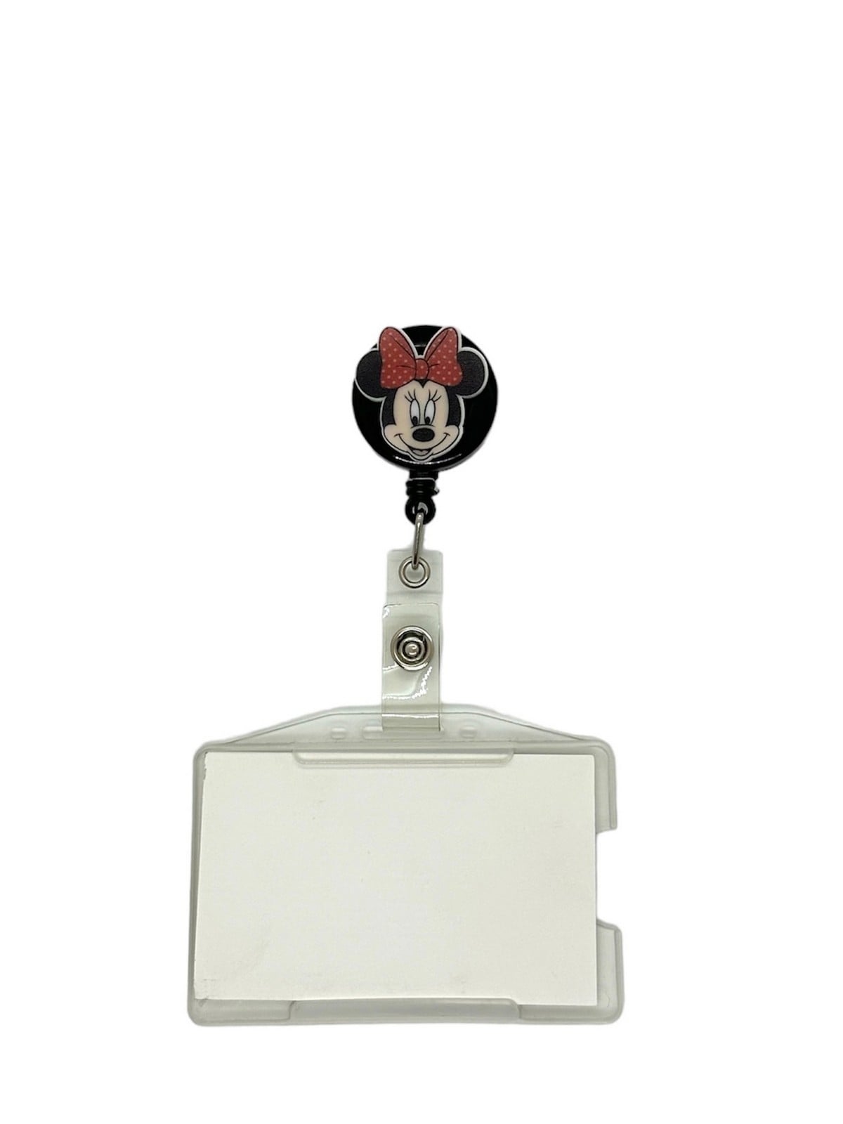 Kırmızı Fiyonklu Minnie Mouse Temalı Pleksi Baskılı Yoyo Kartlık Yoyo Yaka Kartlığı