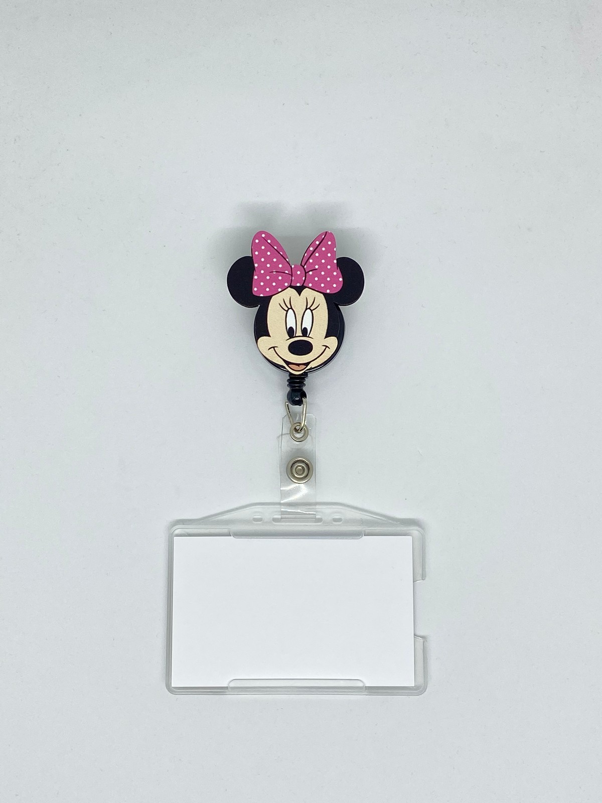 Pembe Fiyonklu Minnie Mouse  Temalı Yoyo Kartlık Yoyo Yaka Kartlığı