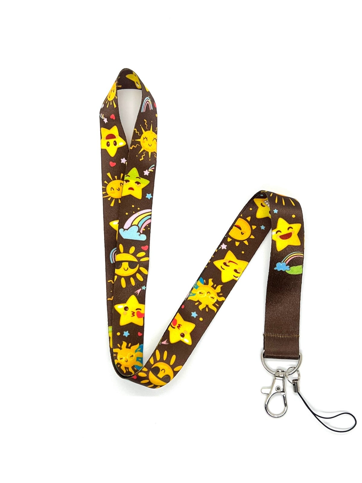 Yıldız Güneş Emojileri Temalı Boyun İpi Kart Askısı