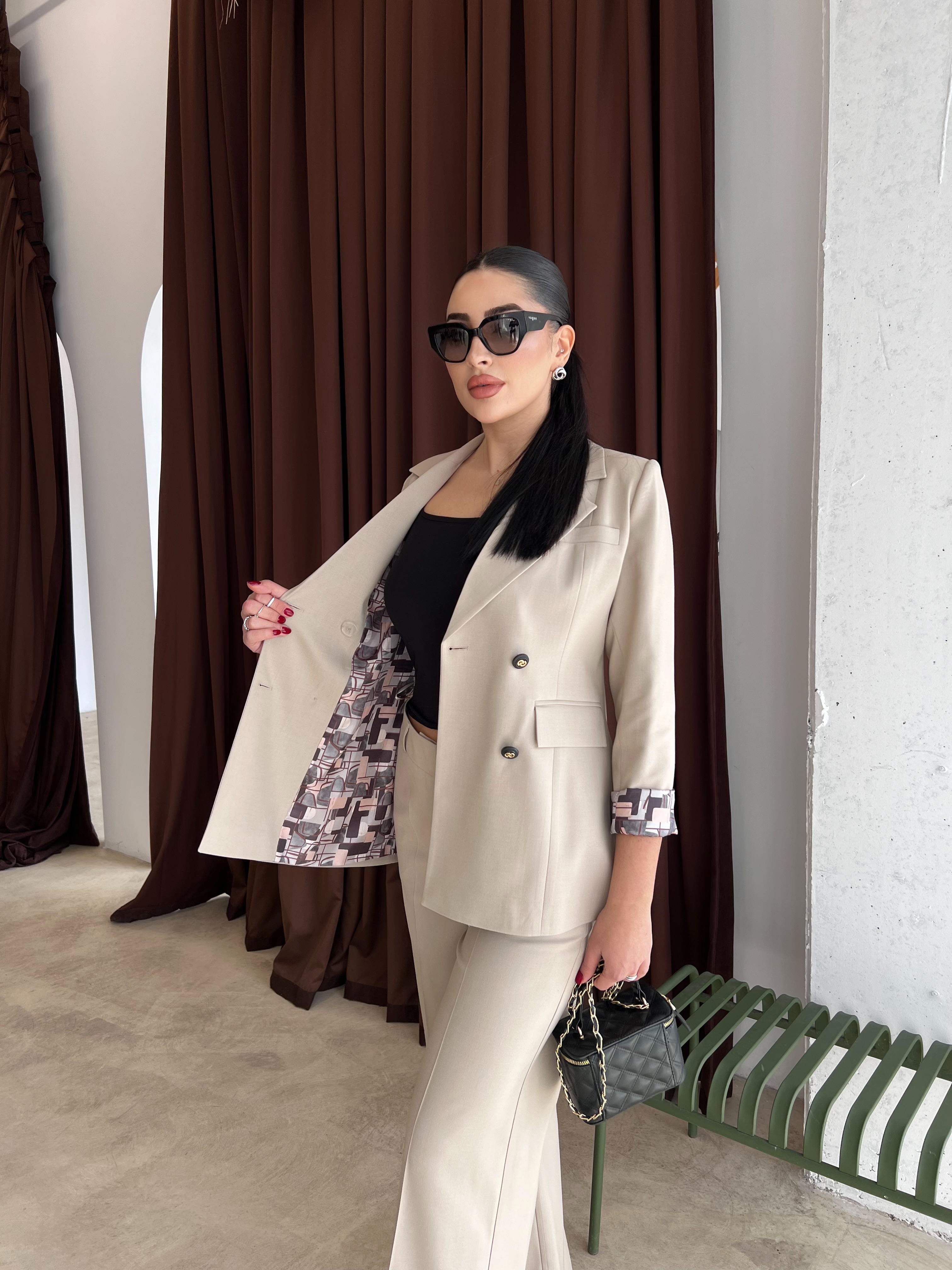 Bella İkili Ceket Takım Bej