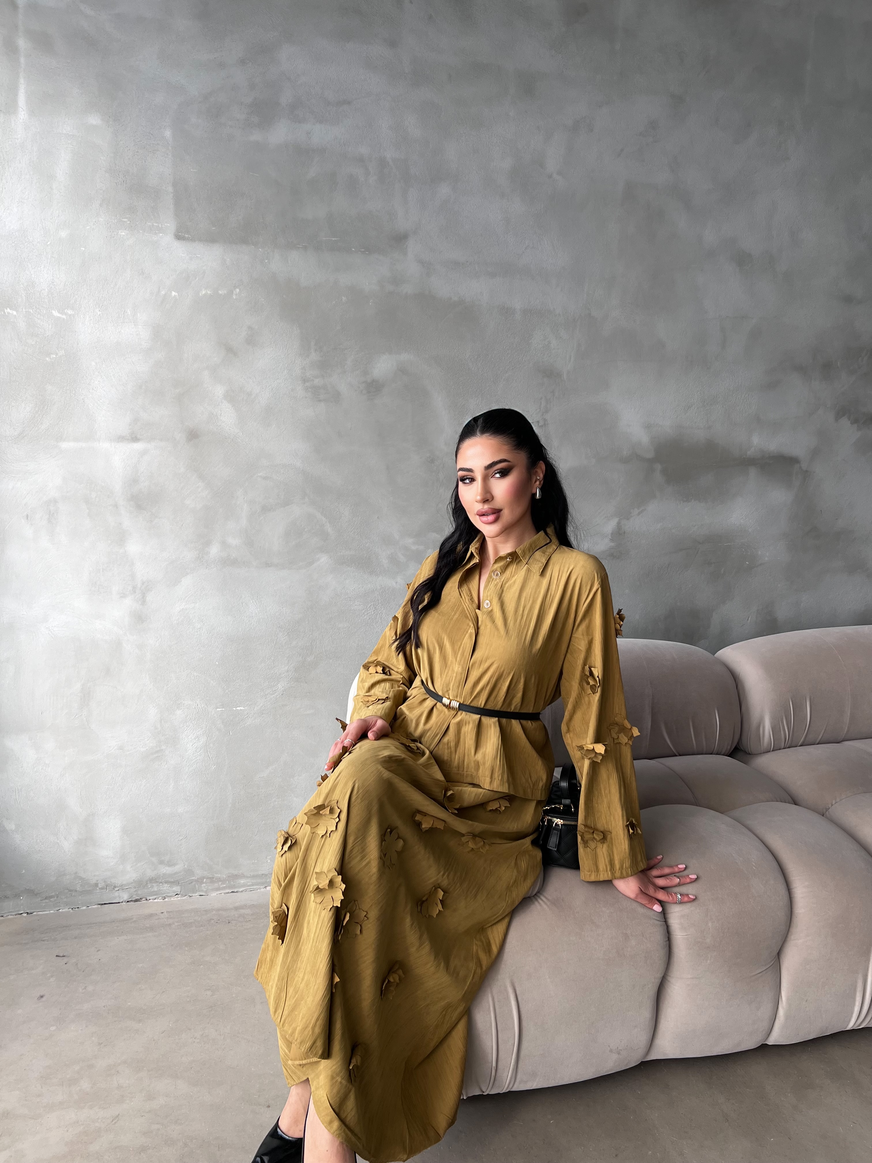 Flower Çiçekli Etekli Takım Yeşil