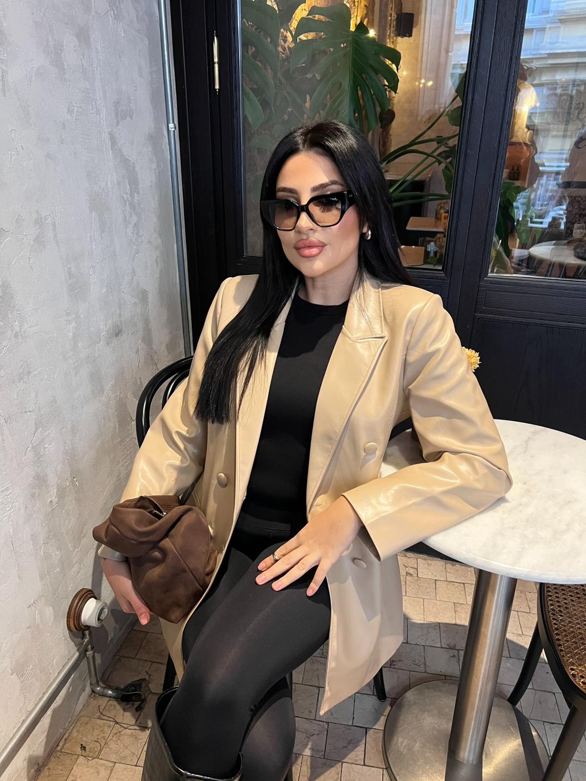 Jonquille Blazer Deri Ceket Bej