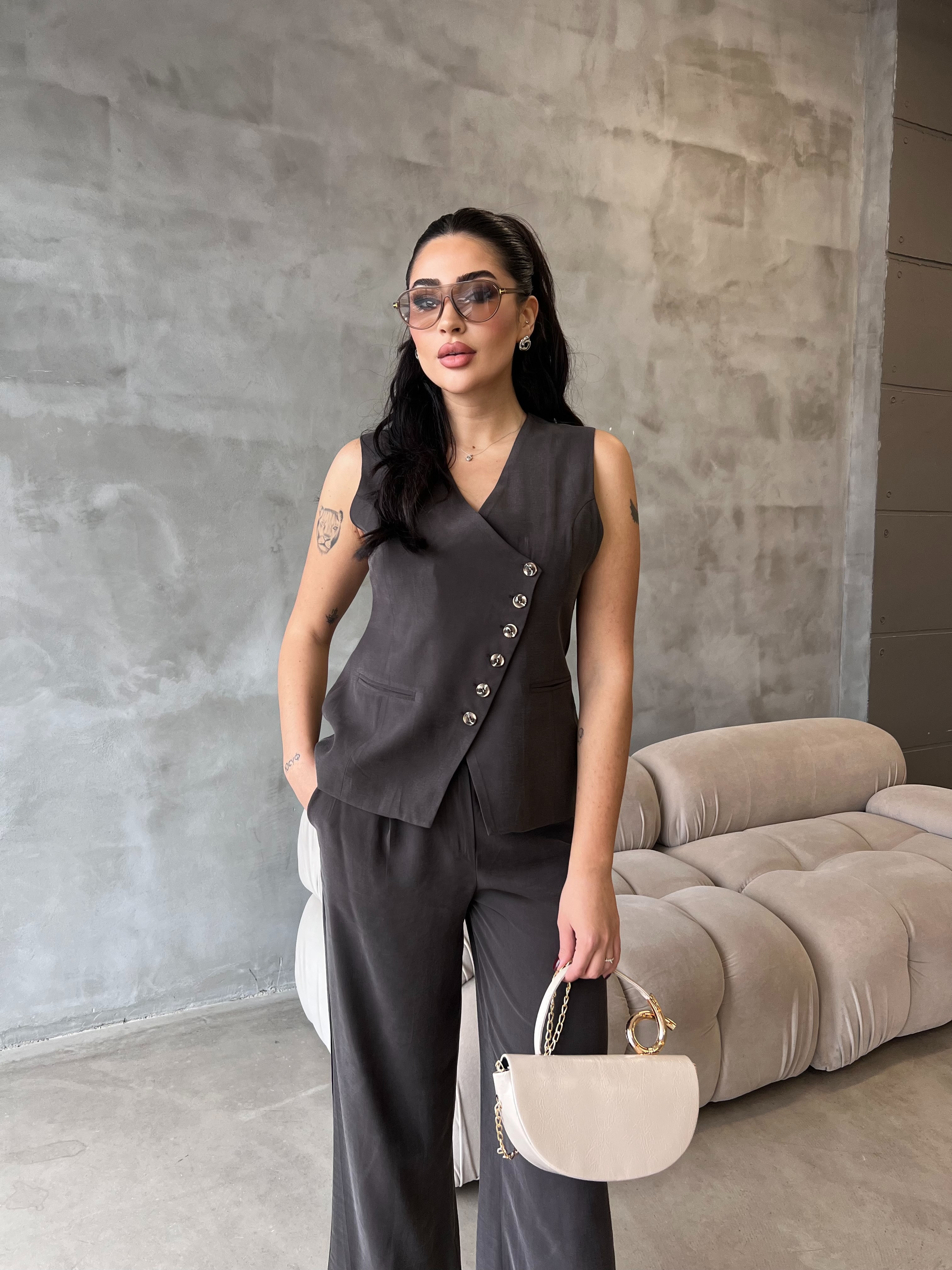 Kate Yelekli Takım Antrasit