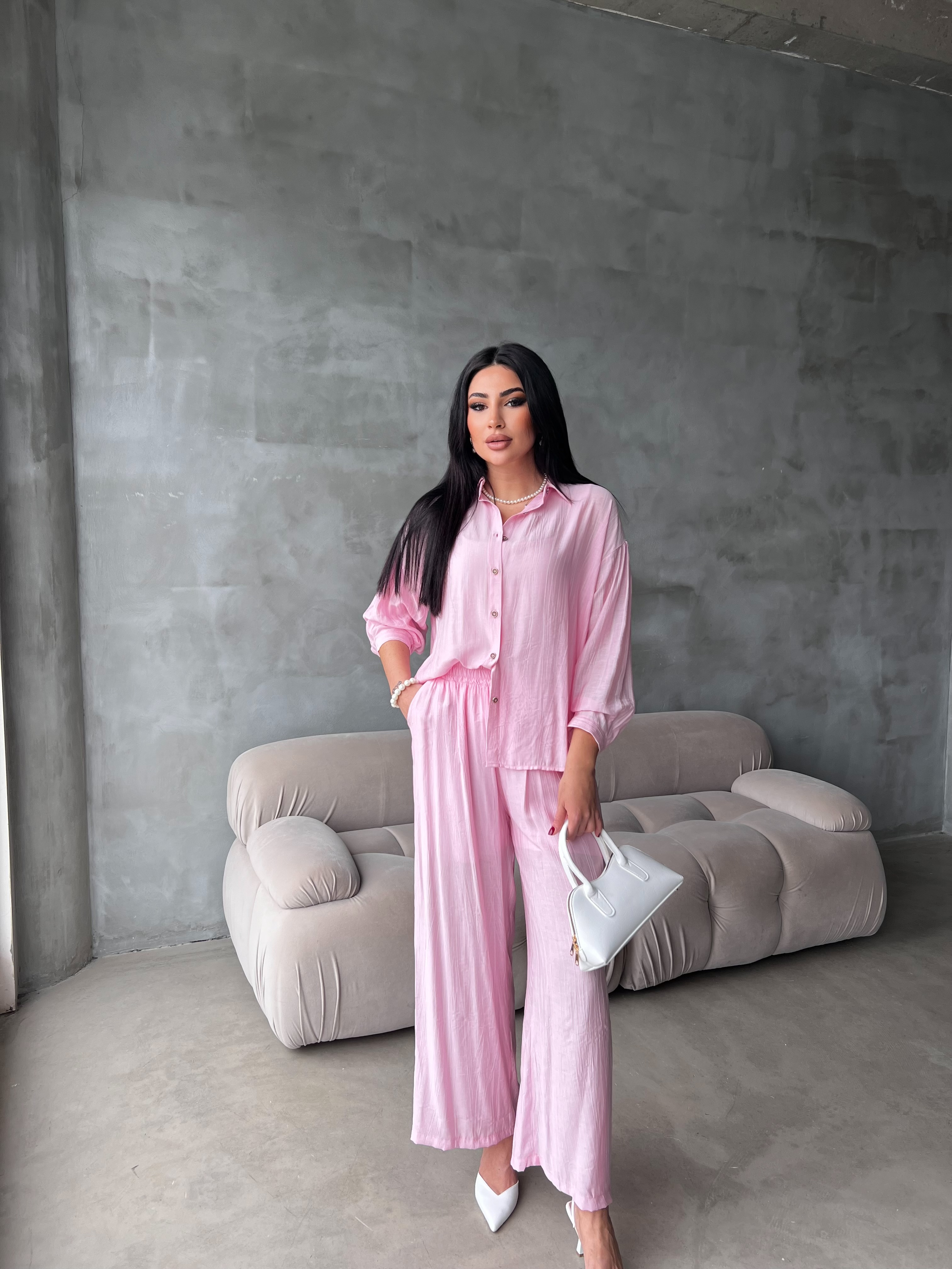 Kol Büzgülü Takım Pembe