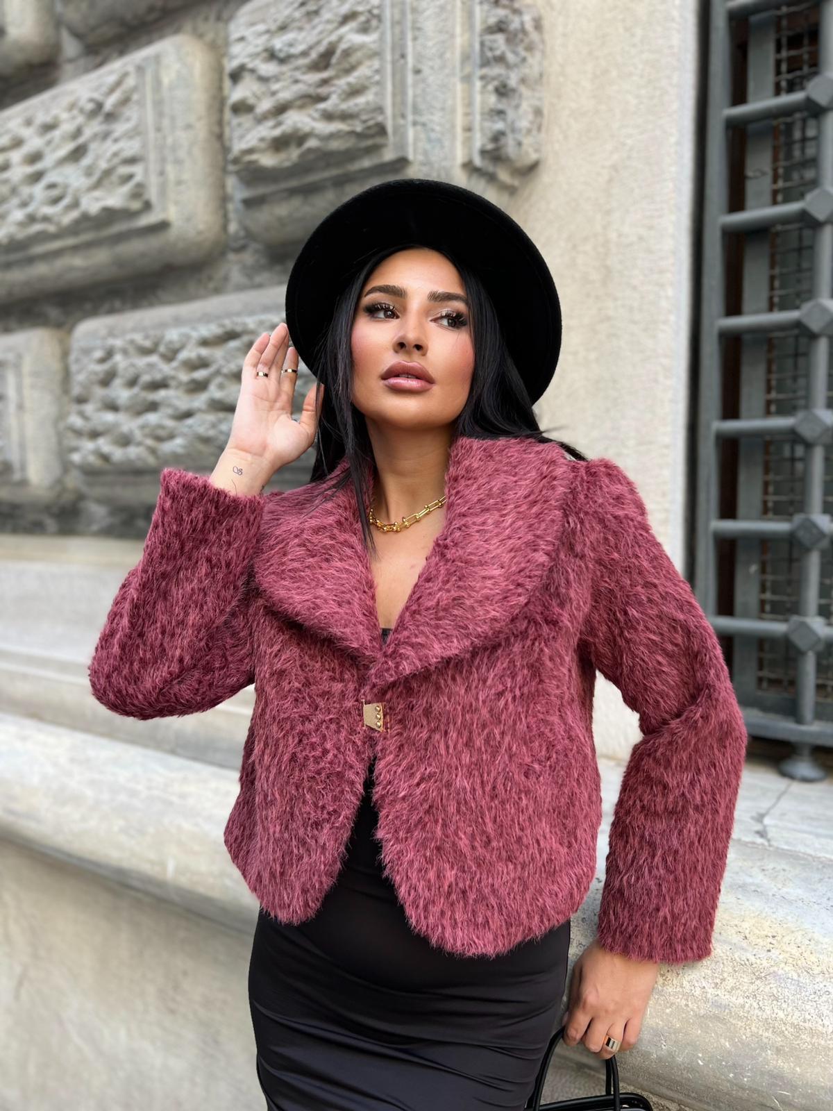 Süs Agraflı Şal Yaka Bolero Bordo