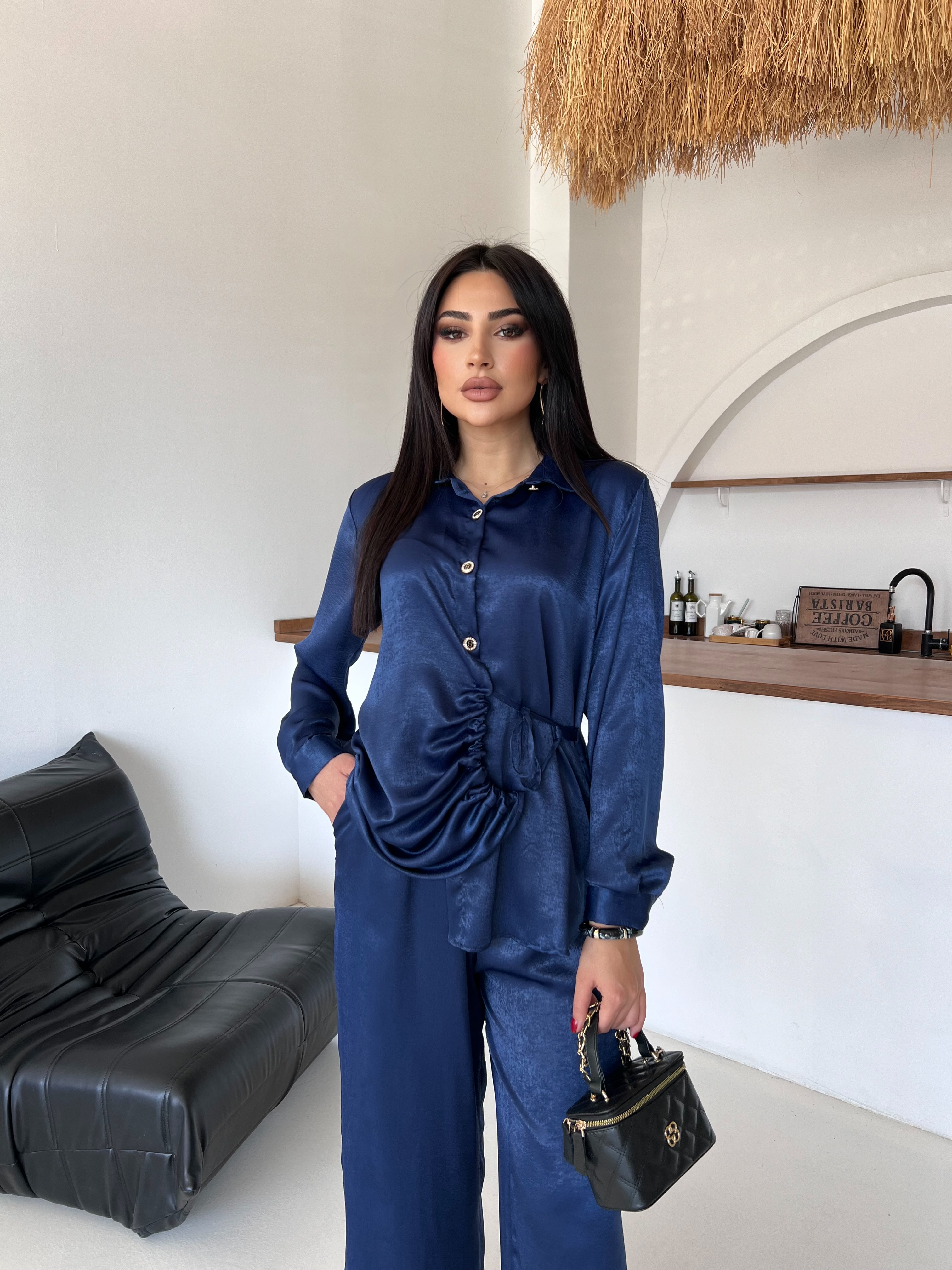 Vibe Saten Takım Lacivert