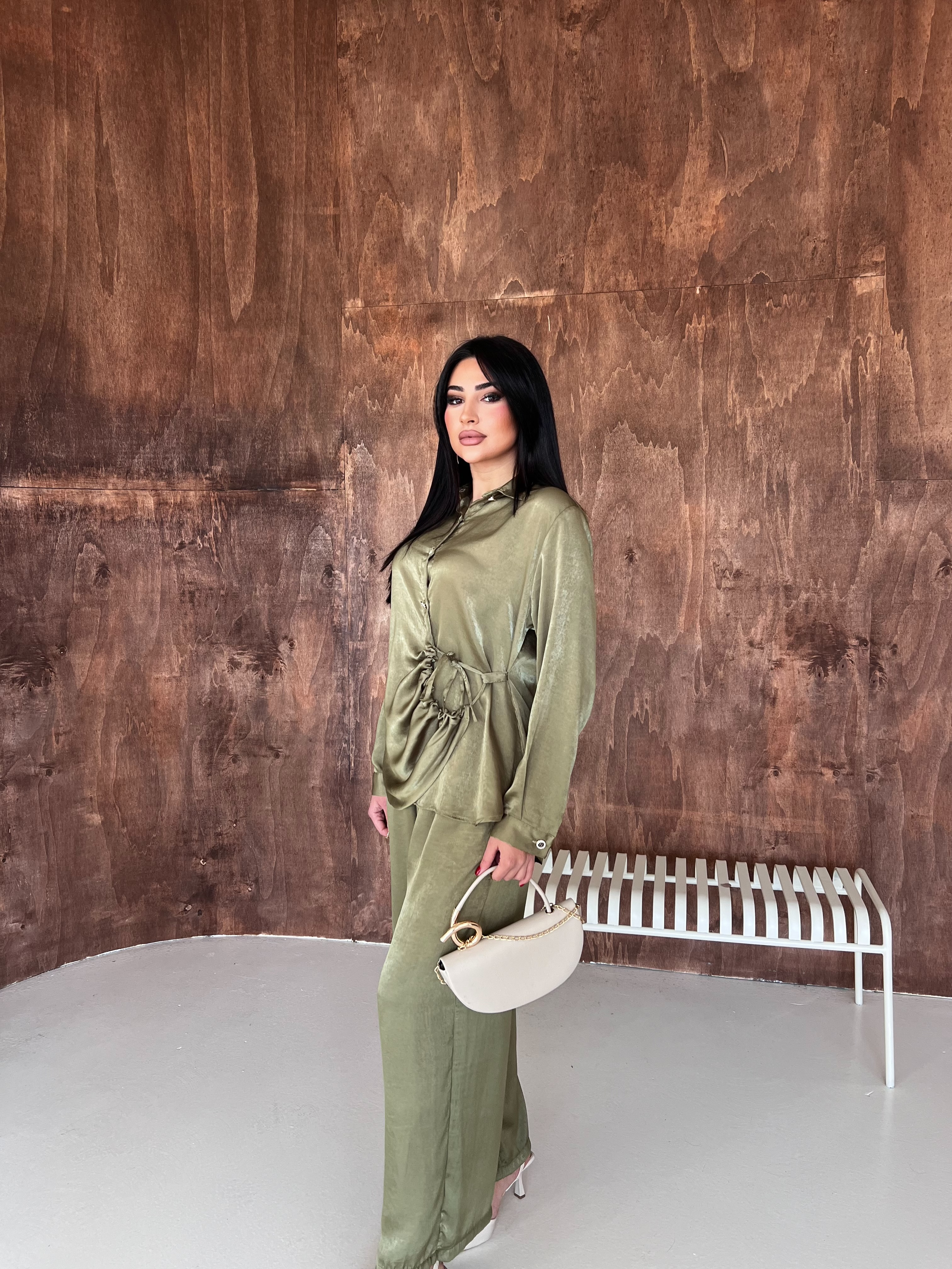 Vibe Saten Takım Yeşil