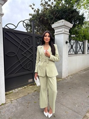 ip kemerli keten takım yeşil