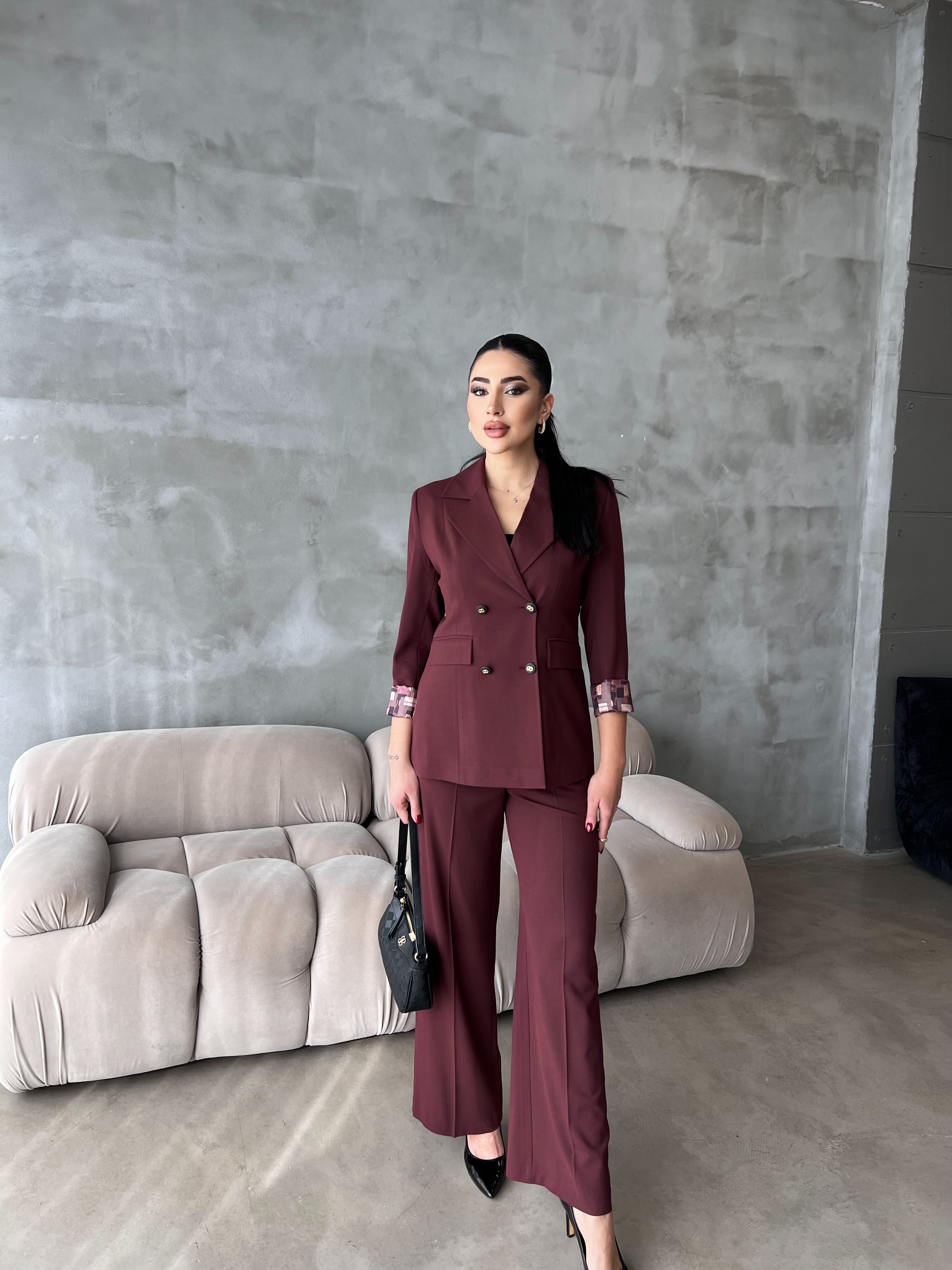 Bella İkili Ceket Takım Bordo