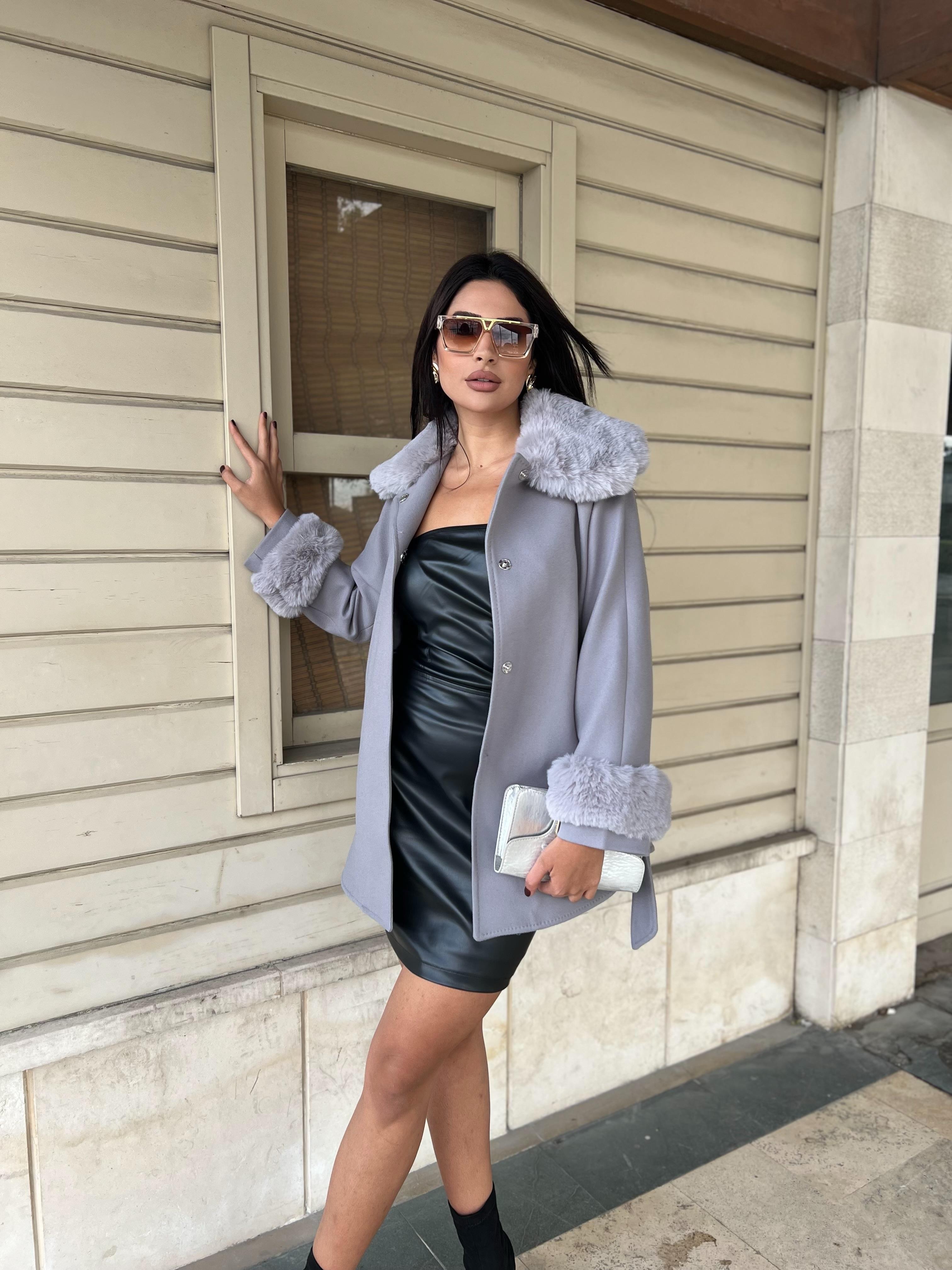 Bellezza Kürklü Panço Gri